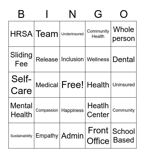 Shawnee Bingo Card