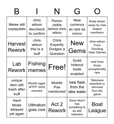 Kobe 3.19 Bingo card Bingo Card