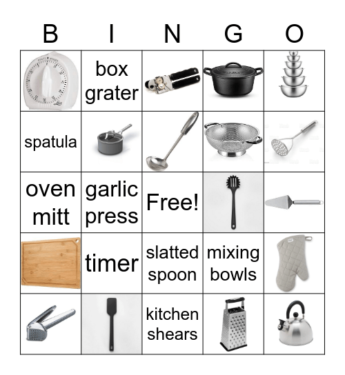 Kitchen Tool Bingo Card