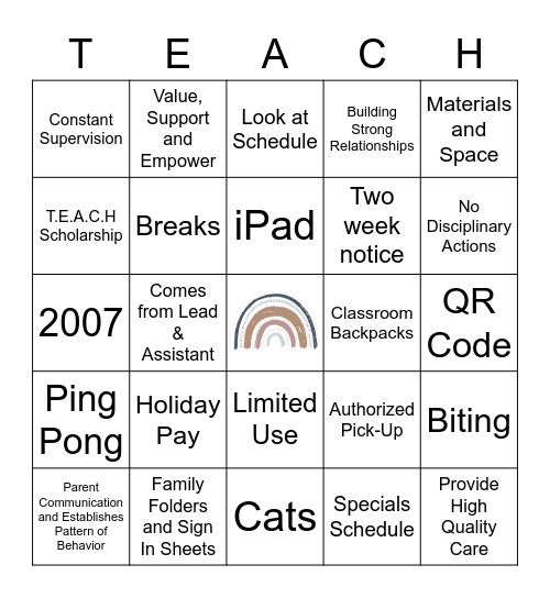 Day of Learning Bingo Card