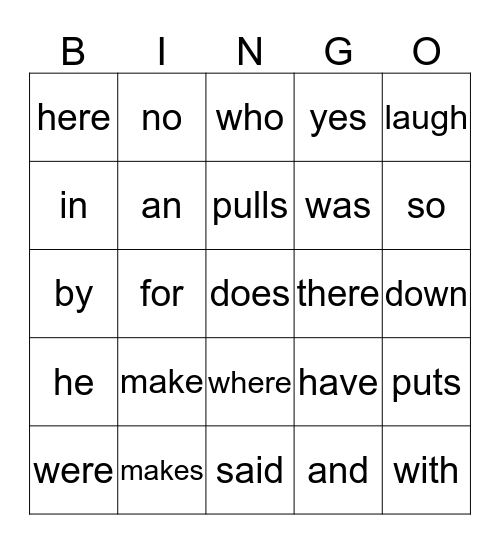 Sight Words (M) Bingo Card