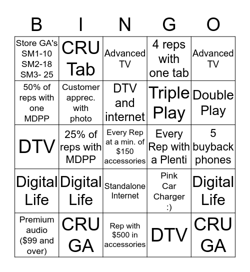 New Kids Bingo Card