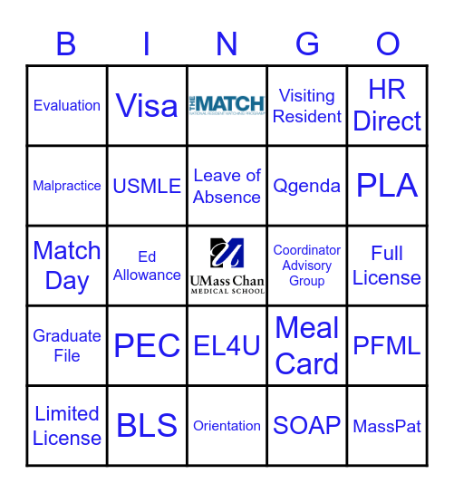 GME Bingo Card