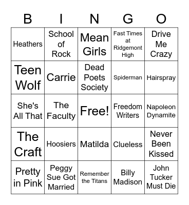 Back to School Bingo Card