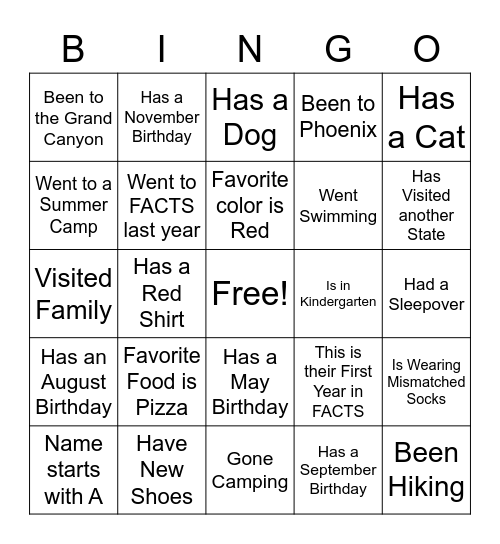 Get-To-Know-Each-Other BINGO Card