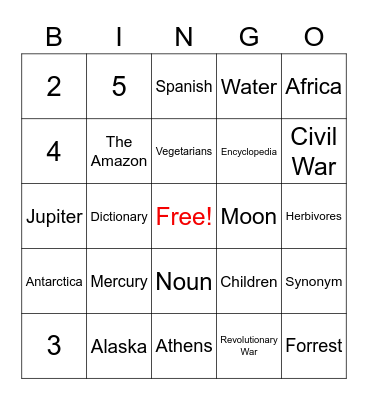 BACK TO SCHOOL BINGO Round 1 Bingo Card