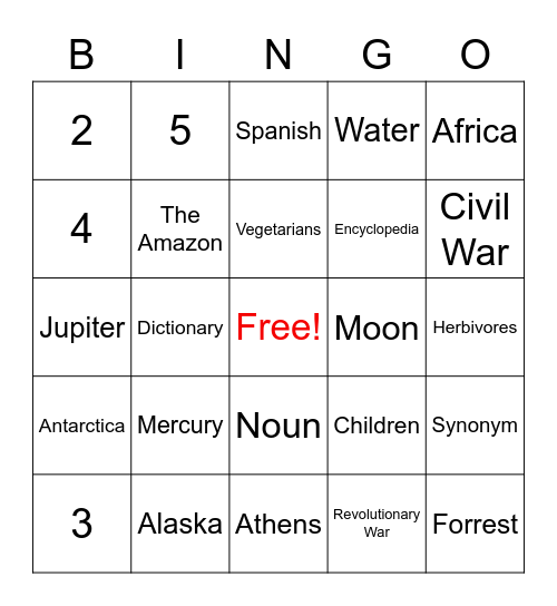 BACK TO SCHOOL BINGO Round 1 Bingo Card