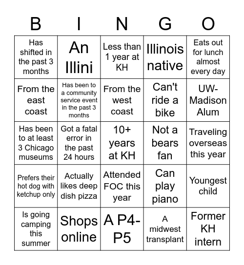 Ice Cream Social! Bingo Card