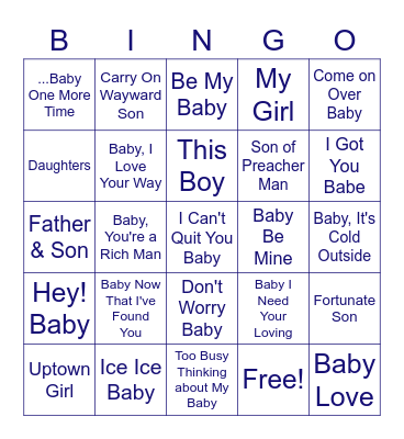 Baby Love Bingo Card