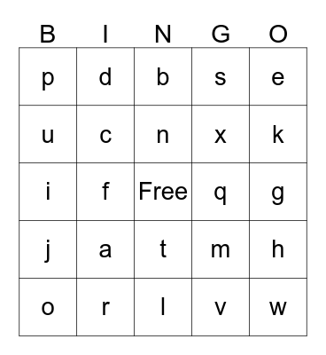 Alphabet  Bingo Card
