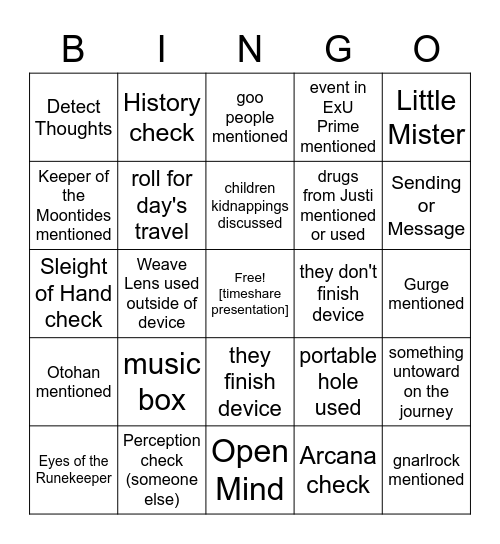 The Tenuous Ally of My Friend's Parents Is My Enemy [Critical Role 3.30] Bingo Card