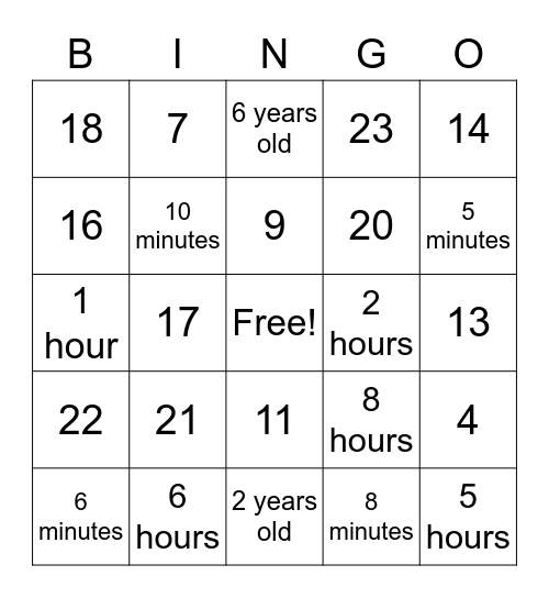 mixed number signs Bingo Card