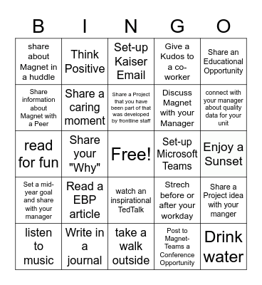Magnet Bingo Card