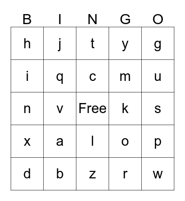 Alphabet Bingo Card