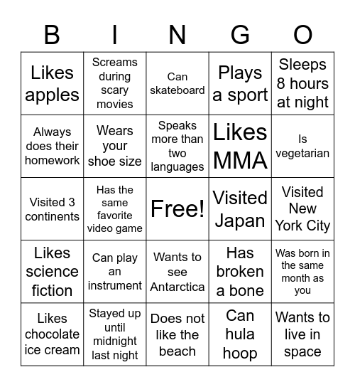 Find Someone Who... Bingo Card