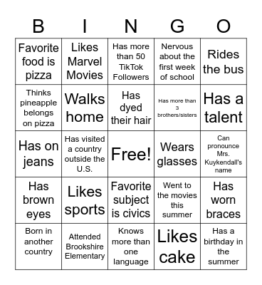 Fundamentals of Visual and Performing Art Bingo Card