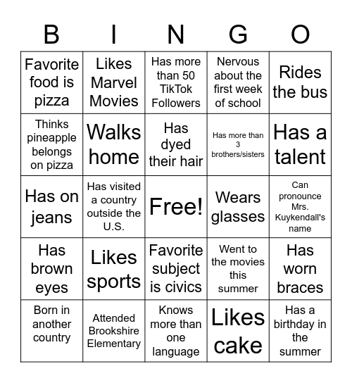 Fundamentals of Visual and Performing Art Bingo Card