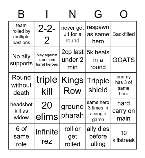 Mystery Heroes Bingo Card