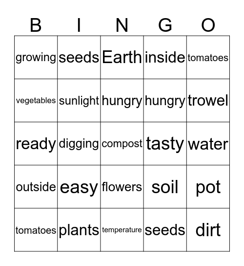 GARDEN BINGO Card