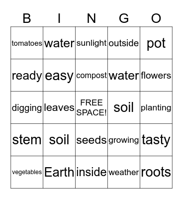 GARDEN BINGO Card