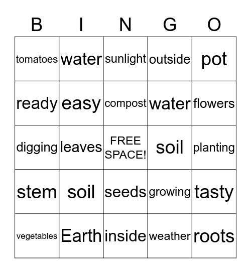GARDEN BINGO Card