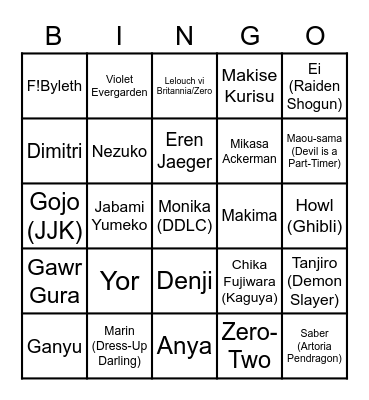 Matsuricon 2022 Cosplay Bingo Card
