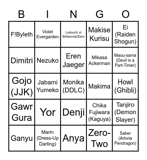 Matsuricon 2022 Cosplay Bingo Card