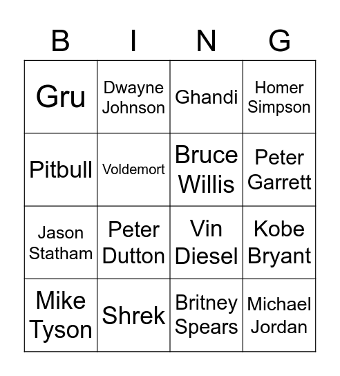 BALD BINGO Card