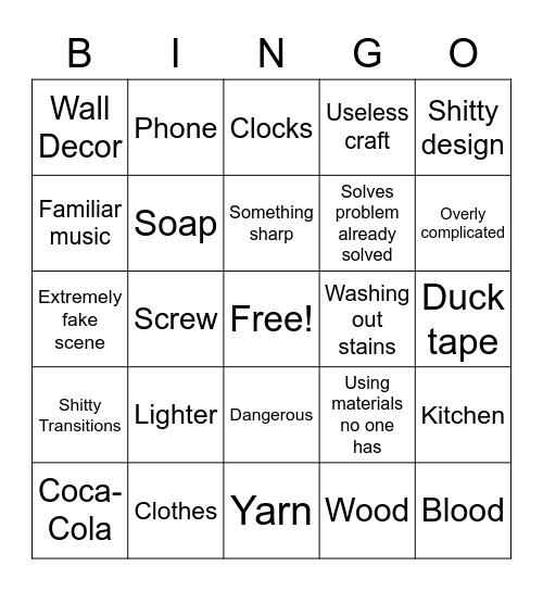 5 Minute Stereotypes Bingo Card