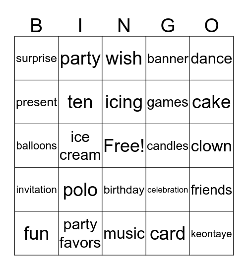 Keontaye's Polo Extravaganza Bingo Card