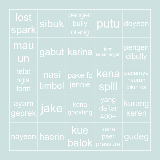 ho’s Bingo Card