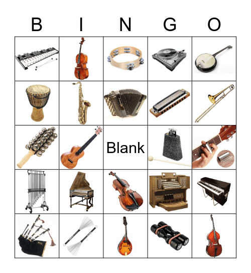 Instrument Bingo! Bingo Card