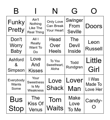 Vinyl Bingo - Valentine's Edition Bingo Card