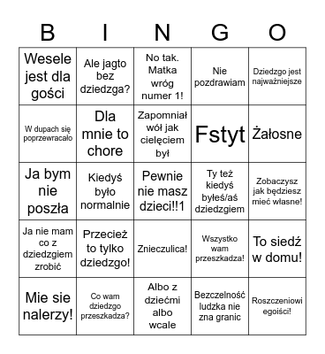 Madki i ojdzowie Bingo Card