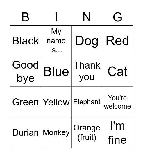 Greeting Bingo Card