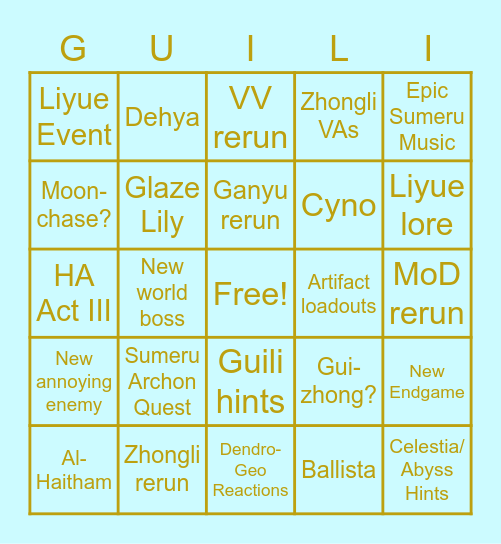 3.0 Copium Bingo Card