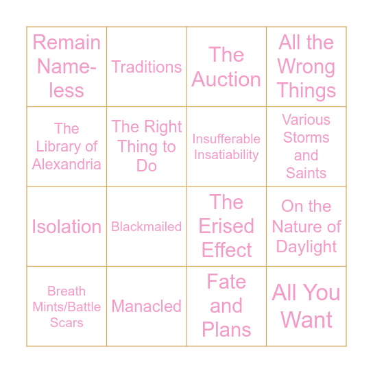 My Favorites So Far as a Dramione Newbie Bingo Card