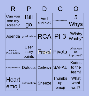 RDPGO PI4 I&A Bingo Card