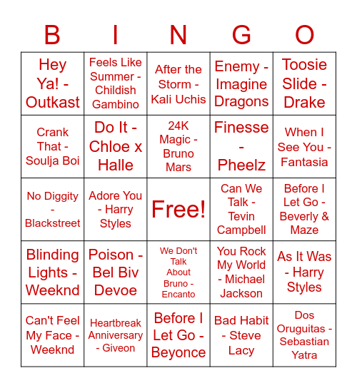 College Connections Bingo Card