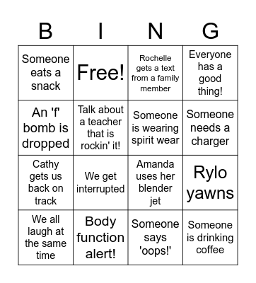 Admin Bingo! 8/12/2022 Bingo Card