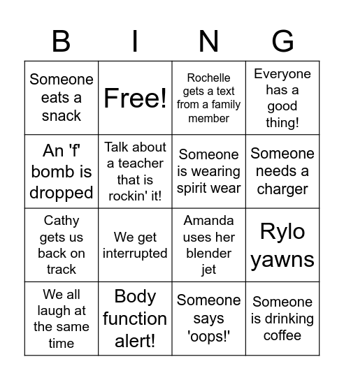 Admin Bingo! 8/12/2022 Bingo Card