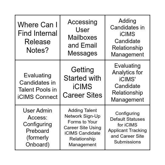 Zayd Ali Bingo Card