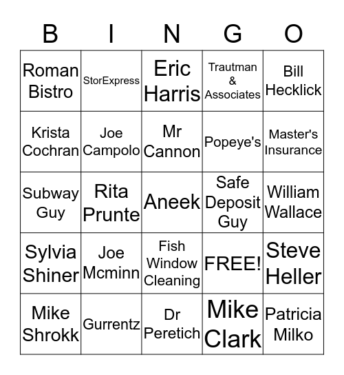 Customer Bingo! Bingo Card