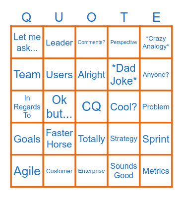 Buzzword Bingo Card