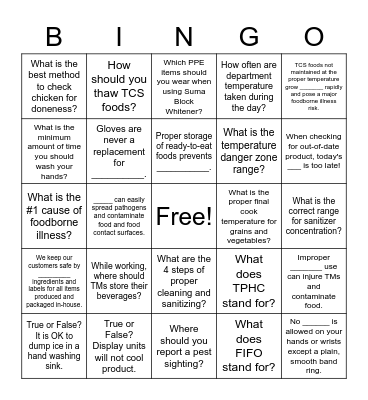 National Food Safety Education Month Bingo Card