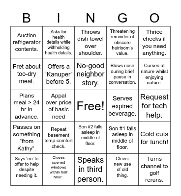 The Weekend Bingo Card