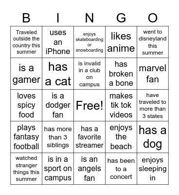 D204 Bingo Card