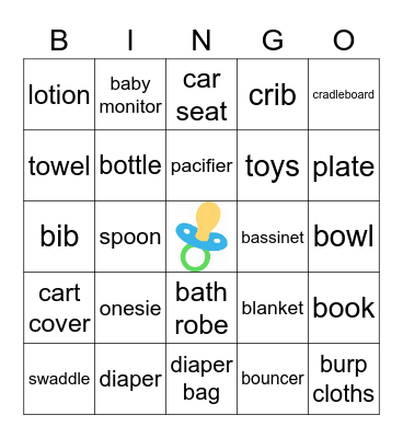 B A B Y Bingo Card