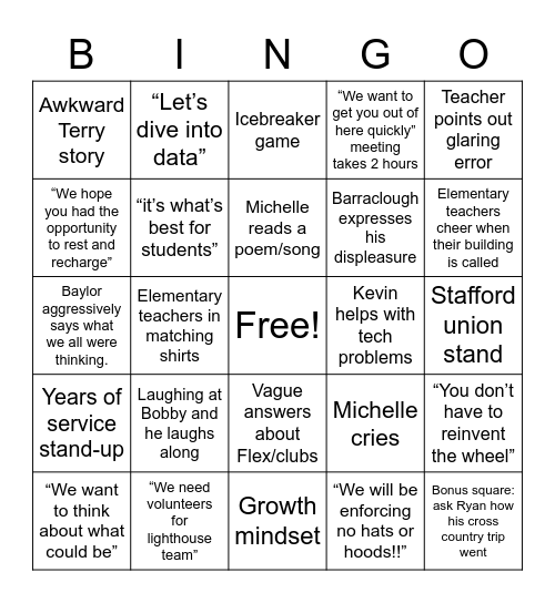 2022 Opening Day Bingo Card