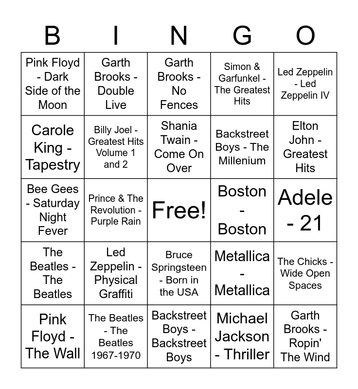 top-40-best-selling-albums-bingo-card